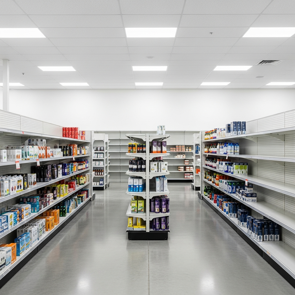 Clean restored commercial retail space after smoke damage cleanup